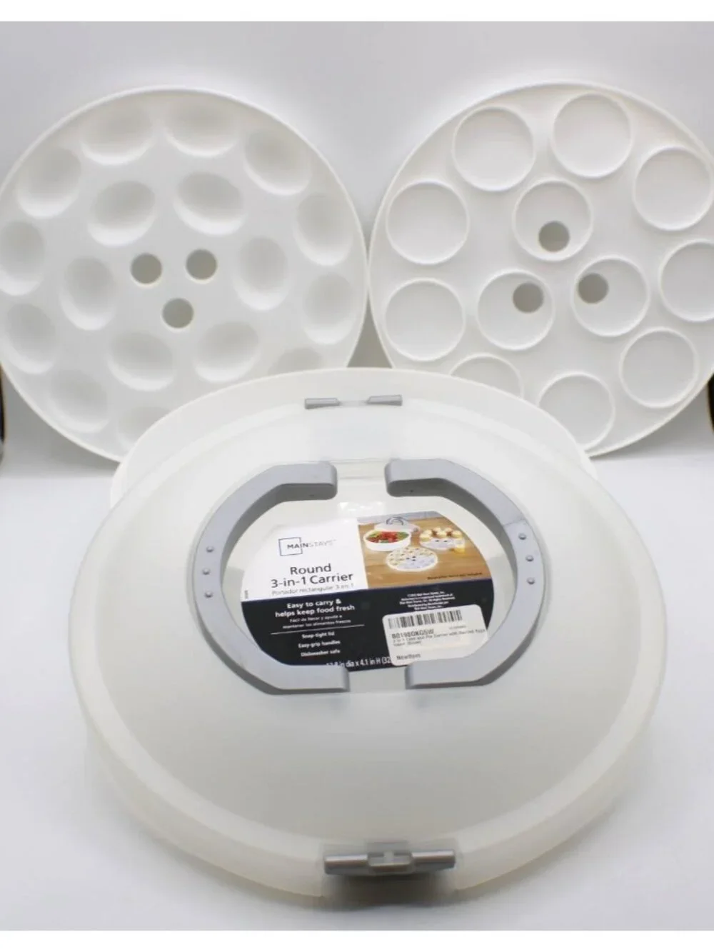 Round 3-In-1 Carrier Snap-Tight Lid Inserts For Cake & Deviled Eggs by Mainstays